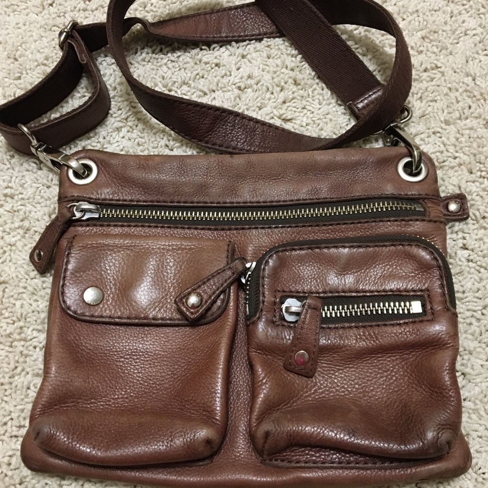 Fossil brown leather crossbody purse